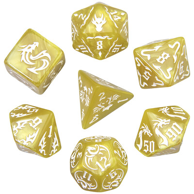 Poliedralni set kocki od 7 komada za igračke kocke, DND i RPG, stolne igre, uzorke zmaja i kockice za igre s bisernim efektom