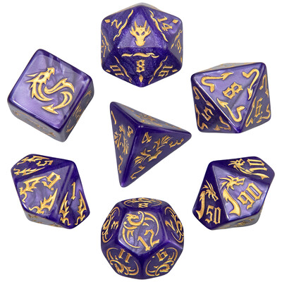 Poliedralni set kocki od 7 komada za igračke kocke, DND i RPG, stolne igre, uzorke zmaja i kockice za igre s bisernim efektom