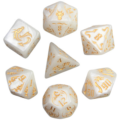 Poliedralni set kocki od 7 komada za igračke kocke, DND i RPG, stolne igre, uzorke zmaja i kockice za igre s bisernim efektom