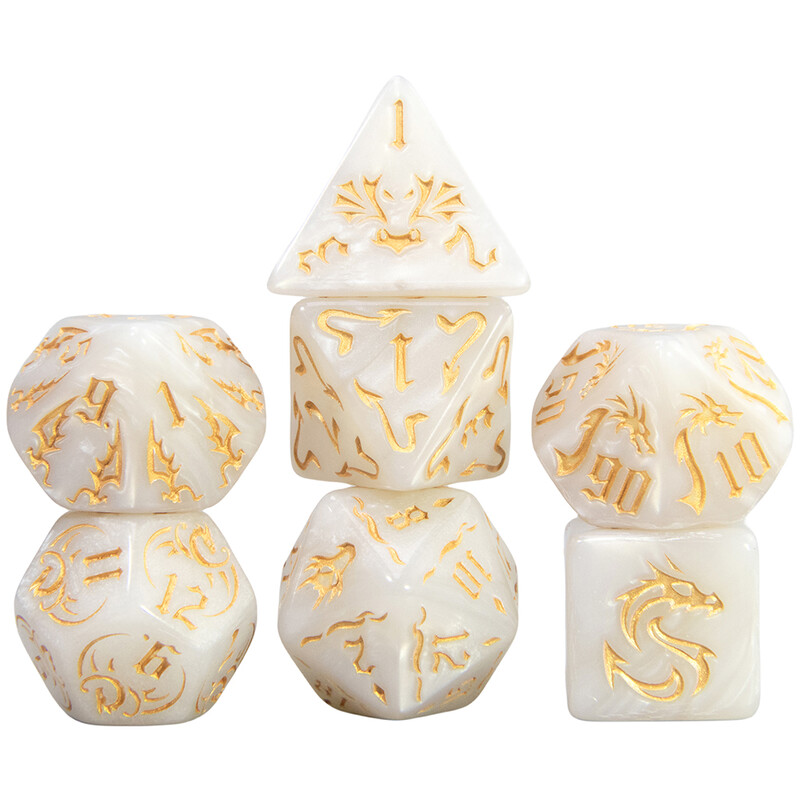Poliedralni set kocki od 7 komada za igračke kocke, DND i RPG, stolne igre, uzorke zmaja i kockice za igre s bisernim efektom