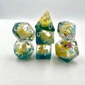 7Pcs/set 7-Die Table Game DND Dice D4 D6 D8 D10 D12 D20 Party Game Polyhedral Dice Acrylic Filled with Ducks Animal Game Dice