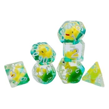 7Pcs/set 7-Die Table Game DND Dice D4 D6 D8 D10 D12 D20 Party Game Polyhedral Dice Acrylic Filled with Ducks Animal Game Dice