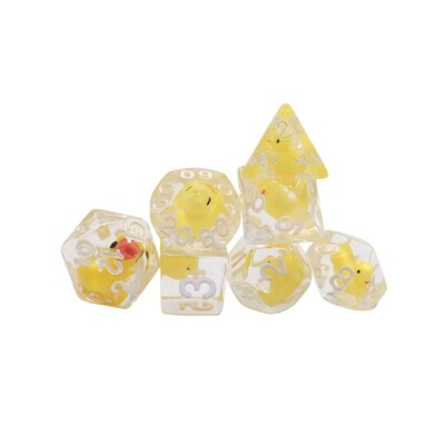7Pcs/set 7-Die Table Game DND Dice D4 D6 D8 D10 D12 D20 Party Game Polyhedral Dice Acrylic Filled with Ducks Animal Game Dice