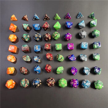 7PCS 1 комплект 8 цвята Galaxy Style DND Dice Set D4 D6 D8 D10 D12 D20 Многостранни зарове се използват за настолна игра TRPG Dragon Dungeon