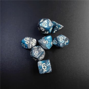 7PCS 1 комплект 8 цвята Galaxy Style DND Dice Set D4 D6 D8 D10 D12 D20 Многостранни зарове се използват за настолна игра TRPG Dragon Dungeon