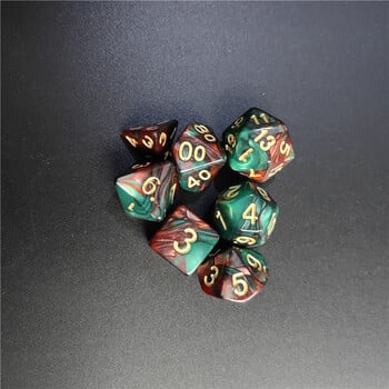 7PCS 1 комплект 8 цвята Galaxy Style DND Dice Set D4 D6 D8 D10 D12 D20 Многостранни зарове се използват за настолна игра TRPG Dragon Dungeon