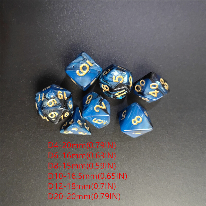 7PCS 1 set 8 boja Galaxy Style DND set kockica D4 D6 D8 D10 D12 D20 Višestrane kockice koriste se za TRPG Dragon Dungeon društvenu igru