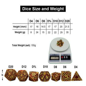 2023 Нови метални зарове 7PCs Dnd Set Solid Polyhedral D&D Dice DND за ролева игра Rpg Rol Pathfinder Board Game