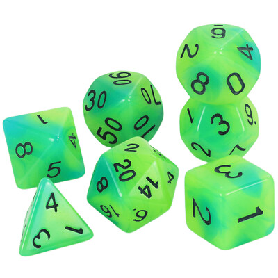 Glow in the Dark kocka 7db/Szett Polyhedral Dice D4-D20 RPG COC DND társasjátékhoz