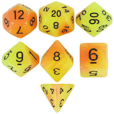 Glow in the Dark kauliukai 7 vnt. / Daugiakampių kauliukų rinkinys D4-D20, skirtas RPG COC DND stalo žaidimui