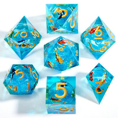 Комплект полиедрални зарове с течно ядро, живи пясъци D&D, използвани за ролеви настолни игри, коледни подаръци, подаръци за Деня на благодарността, партита