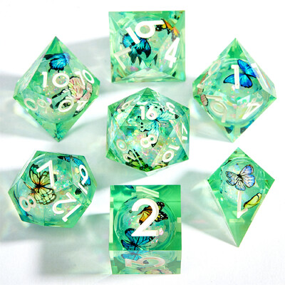 Комплект полиедрални зарове с течно ядро, живи пясъци D&D, използвани за ролеви настолни игри, коледни подаръци, подаръци за Деня на благодарността, партита