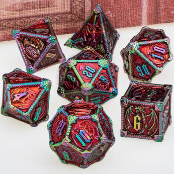 Metal DND Dice Dragon Dice Set Dungeon and Dragon D&D Polyhedral Dice RPG D и D Ролеви игри D20 D12 D10 D8 D6