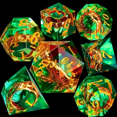 Gospodar prstenova, kockice od smole, set od 7 komada, poliedar, podučavanje matematike, Cthulhu, trčanje, grupna društvena igra igranje uloga D20