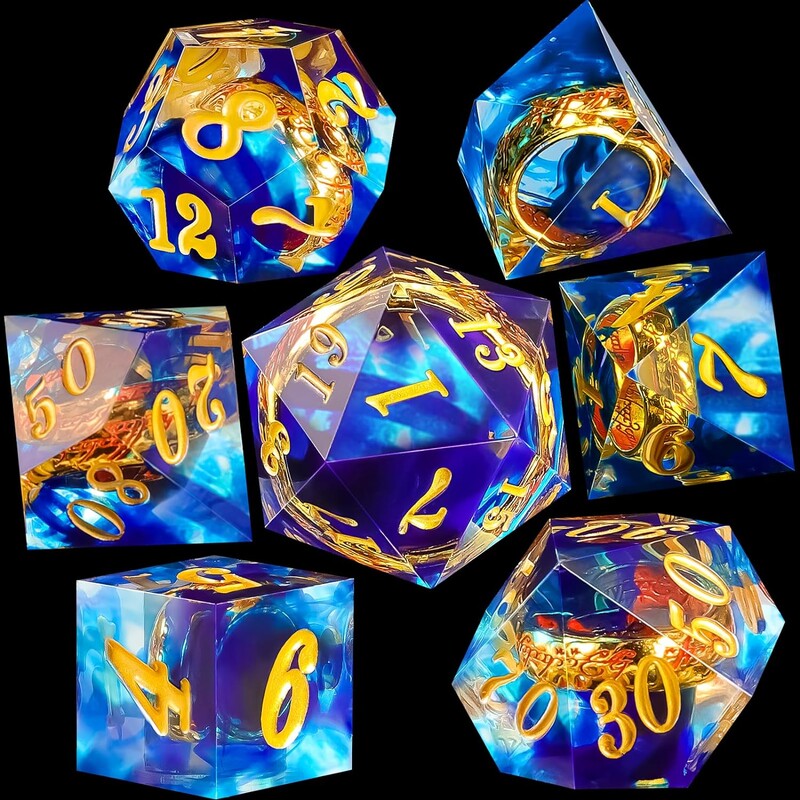 Gospodar prstenova, kockice od smole, set od 7 komada, poliedar, podučavanje matematike, Cthulhu, trčanje, grupna društvena igra igranje uloga D20