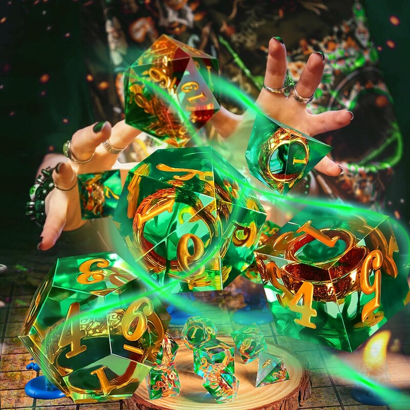 Gospodar prstenova, kockice od smole, set od 7 komada, poliedar, podučavanje matematike, Cthulhu, trčanje, grupna društvena igra igranje uloga D20