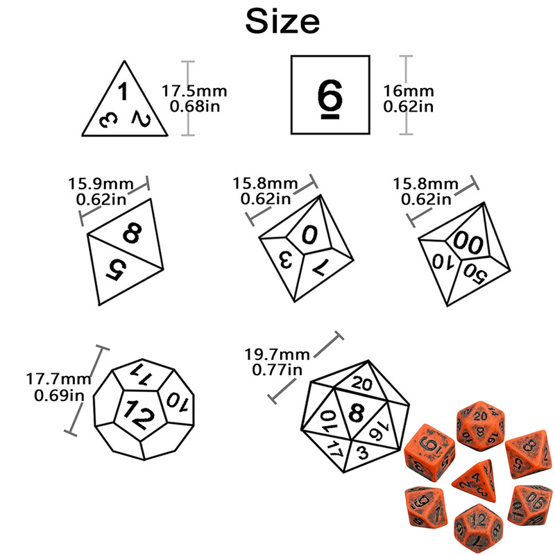 Set de zaruri retro cool 7 bucăți/set Jocuri poliedrice TRPG DNDGame pentru zaruri opace D4-D20 cu mai multe fețe pentru joc de masă