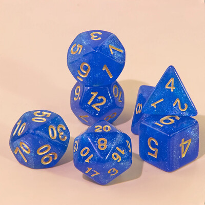 Комплект бляскави полиедрални зарове 7 бр. DND цифрови зарове за настолна настолна игра Аксесоари за ролеви игри