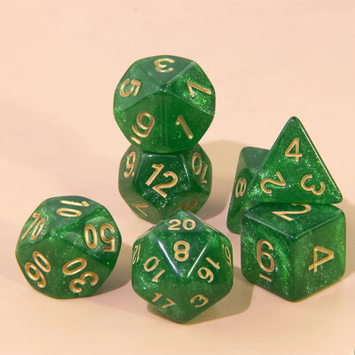 Комплект бляскави полиедрални зарове 7 бр. DND цифрови зарове за настолна настолна игра Аксесоари за ролеви игри