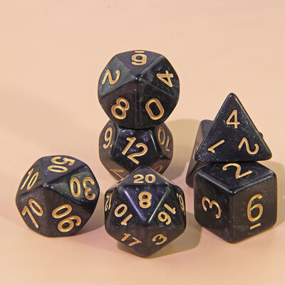 Комплект бляскави полиедрални зарове 7 бр. DND цифрови зарове за настолна настолна игра Аксесоари за ролеви игри