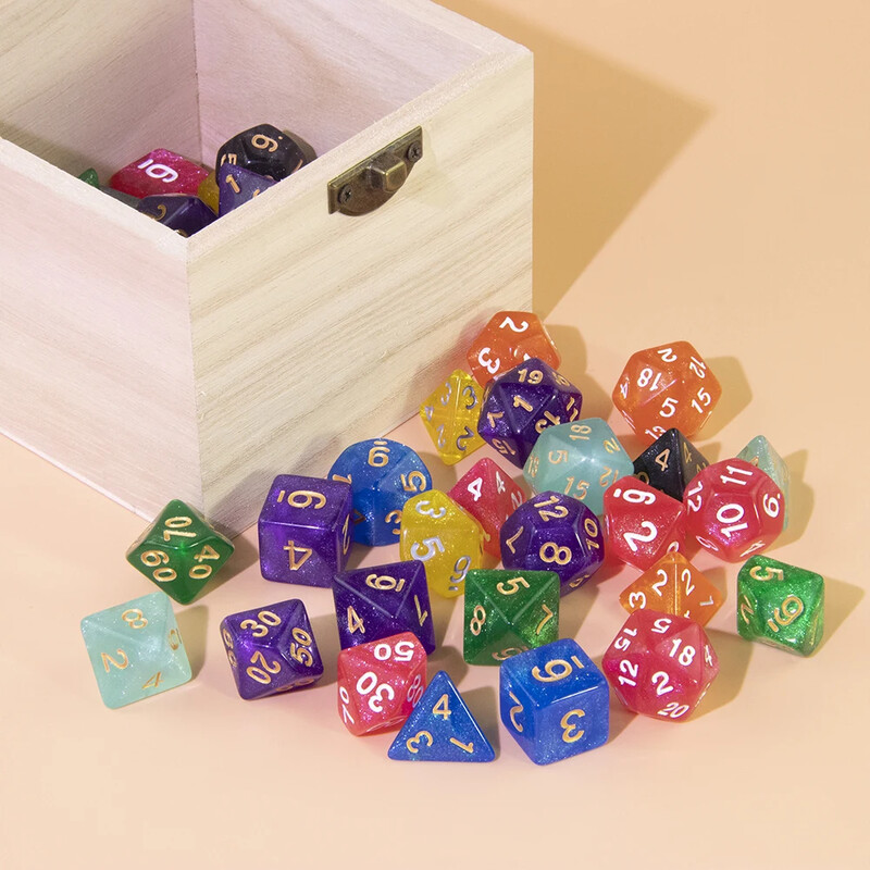 Blizgučių daugiakampių kauliukų rinkinys 7 vnt. DND skaitmeniniai kauliukai stalo žaidimams, vaidmenų žaidimų priedai