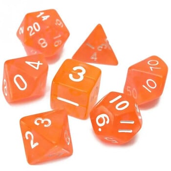 7 бр./лот Transparet Orange Polyhedral Dice D4 D6 D8 D10 D% D12 D20 Комплект зарове за настолна игра Парти настолни игри Акрилни цифрови зарове