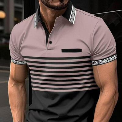 Nova visokokvalitetna ljetna muška polo majica s patentnim zatvaračem, modna, ležerna, poslovna majica kratkih rukava, sportske prozračne majice s ispisom na pruge