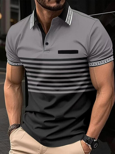 Nova visokokvalitetna ljetna muška polo majica s patentnim zatvaračem, modna, ležerna, poslovna majica kratkih rukava, sportske prozračne majice s ispisom na pruge