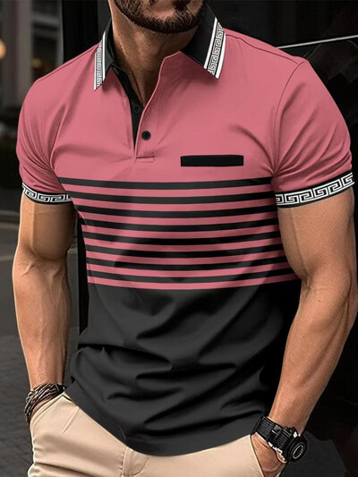 Nova visokokvalitetna ljetna muška polo majica s patentnim zatvaračem, modna, ležerna, poslovna majica kratkih rukava, sportske prozračne majice s ispisom na pruge