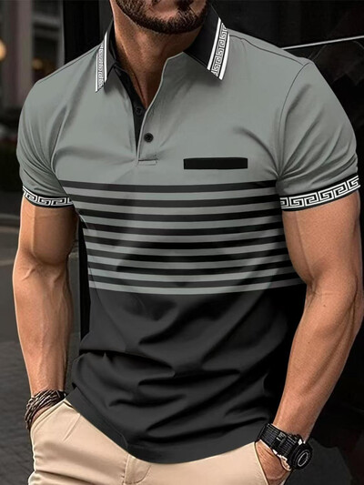 Nova visokokvalitetna ljetna muška polo majica s patentnim zatvaračem, modna, ležerna, poslovna majica kratkih rukava, sportske prozračne majice s ispisom na pruge