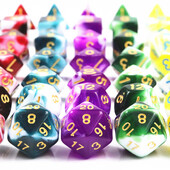 Prozirne tirkizno bijele kocke D4-D20 za društvene igre DnD