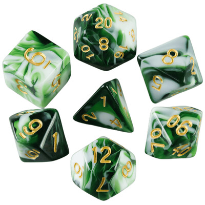 Prozirne tirkizno bijele kocke D4-D20 za društvene igre DnD