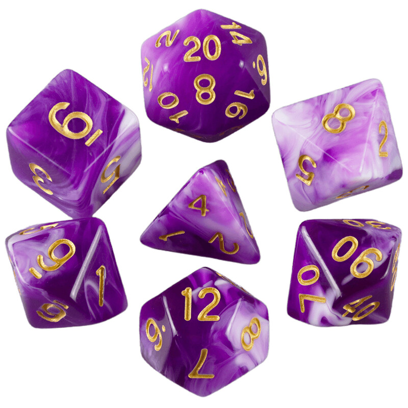 Prozirne tirkizno bijele kocke D4-D20 za društvene igre DnD