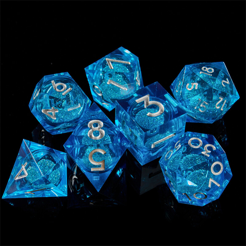 D&D Dice Liquid Core Resin Sharp Edge Handmade Dice Set DND Подходящ за ролеви игри Dice Хелоуин Подарък за Деня на благодарността