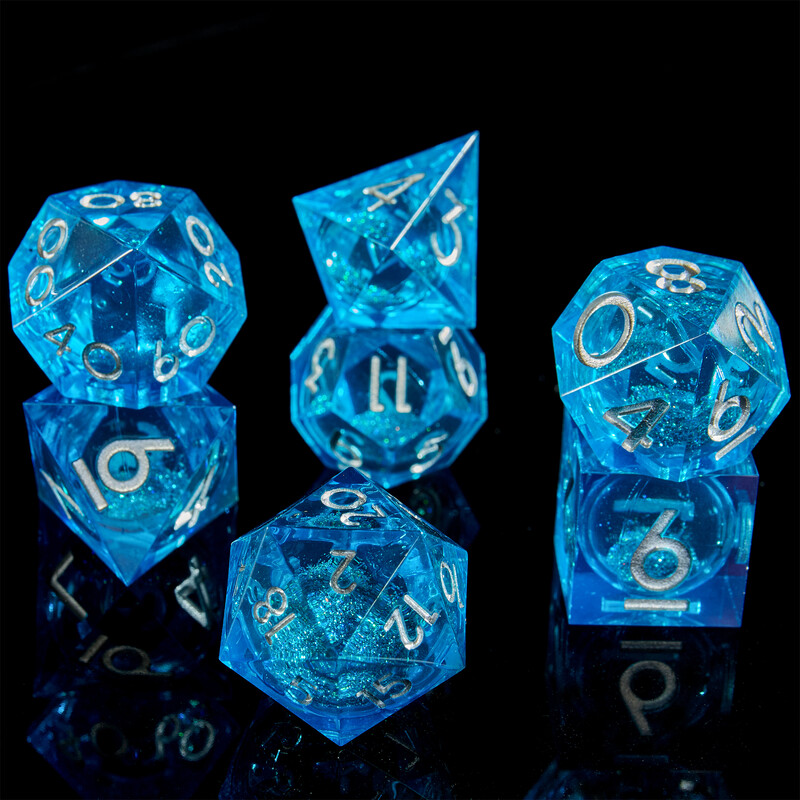 D&D Dice Liquid Core Resin Sharp Edge Handmade Dice Set DND Подходящ за ролеви игри Dice Хелоуин Подарък за Деня на благодарността