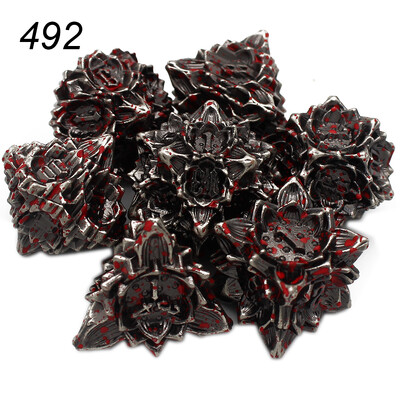 2023 m. naujas metalinių kauliukų rinkinys, kuriame yra maišelis, skirtas žaisti stalo DnD RPG žaidimams 7 vnt. D4 D6 D8 D10 D% D12 D20 daugiakampis lotoso stiliaus kauliukas