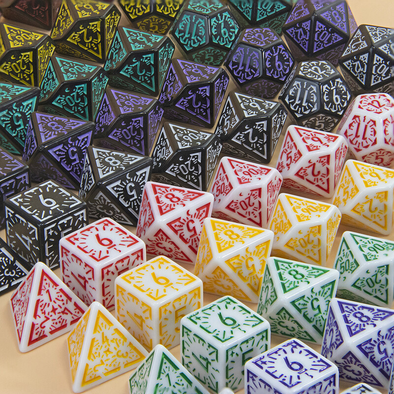 DND Polyhedral Dice Set 7pcs D4-D20, Nevjerojatne gravirane kockice za igre za suvenire, zabavne RPG društvene igre