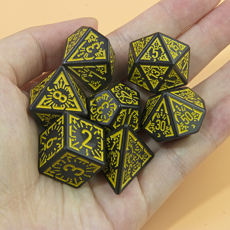 DND Polyhedral Dice Set 7pcs D4-D20, Nevjerojatne gravirane kockice za igre za suvenire, zabavne RPG društvene igre