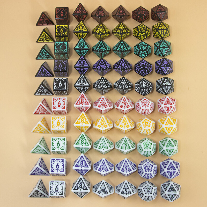 DND Polyhedral Dice Set 7pcs D4-D20, Nevjerojatne gravirane kockice za igre za suvenire, zabavne RPG društvene igre