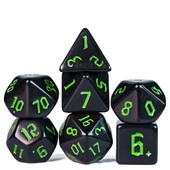 Poludie 7 vnt / rinkinys Juodų kauliukų rinkinys Pjautuvo šriftas D&D D4 D6 D8 D10 D% D12 D20 DND Daugiakampis kauliukas, skirtas D&D vaidmenų žaidimui stalo žaidimo RPG