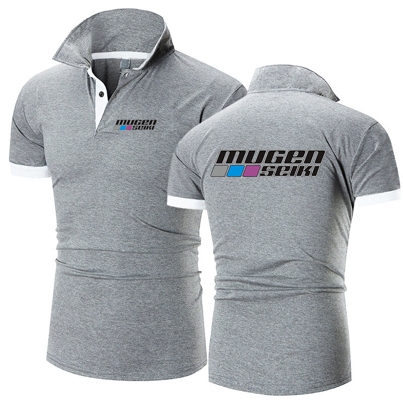 Mugen Seiki 2024 Vasaros nauja vyriška apykakle tuščiaviduriai trumpomis rankovėmis polo marškinėliai kvėpuojantys verslo madingi marškinėliai prekės ženklo drabužiai