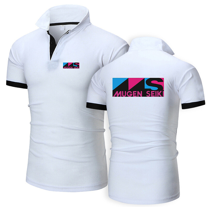 Mugen Seiki 2024 Vasaros nauja vyriška apykakle tuščiaviduriai trumpomis rankovėmis polo marškinėliai kvėpuojantys verslo madingi marškinėliai prekės ženklo drabužiai