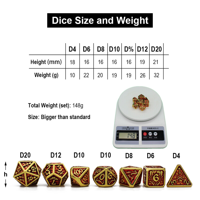 Нов стил 7 бр Galaxy Metal D&D Dice, Metal DND Dice, Polyhedral Metal Dice Set, for Role Playing Game Pathfinder