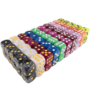 10Pcs Dice D6 16mm Ζάρια τυχερών παιχνιδιών Marble Effect Dots Dice Αξεσουάρ παιχνιδιού Παιχνίδι και δώρο