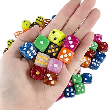 10Pcs Dice D6 16mm Ζάρια τυχερών παιχνιδιών Marble Effect Dots Dice Αξεσουάρ παιχνιδιού Παιχνίδι και δώρο