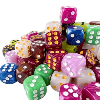 10Pcs Dice D6 16mm Ζάρια τυχερών παιχνιδιών Marble Effect Dots Dice Αξεσουάρ παιχνιδιού Παιχνίδι και δώρο