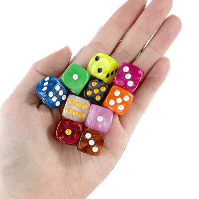 10Pcs Dice D6 16mm Хазартни зарове Мраморен ефект Точки Аксесоари за игра на зарове Играчка и подарък
