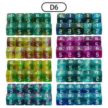 Polyhedral Dice 10 τμχ Glitter 6 όψεων D6 για Είδη πάρτι Οικογενειακά παιχνίδια Ζάρια Αξεσουάρ