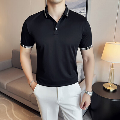 Cămăși polo pentru bărbați de vară, negru/alb