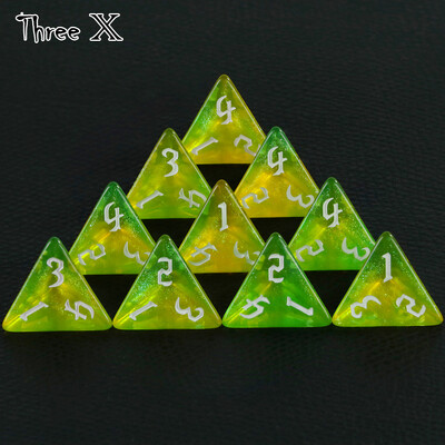 Poliedarske D4 kocke, 10 komada 4-stranih dvostrukih kockica sa svjetlucavim kockicama za igranje uloga D&D set kockica za društvene igre